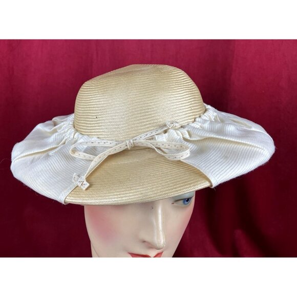 CHIC Vintage Matsuda Nicole Avant Garde Sun Hat Grass Straw With Cover Japan - Picture 2 of 9